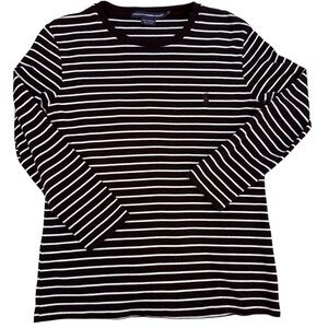 Ralph Lauren Sport 3/4 Sleeve Striped Tee L Black White Vintage Y2K Like New